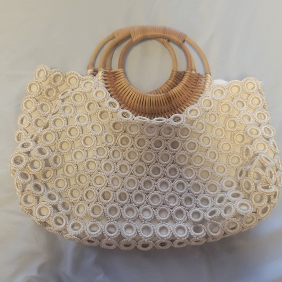Carlos Santana Handbags - EUC crochet and wood bag